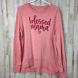 PositiviTees Long Sleeve "Blessed Mama" Graphic Top Size Medium